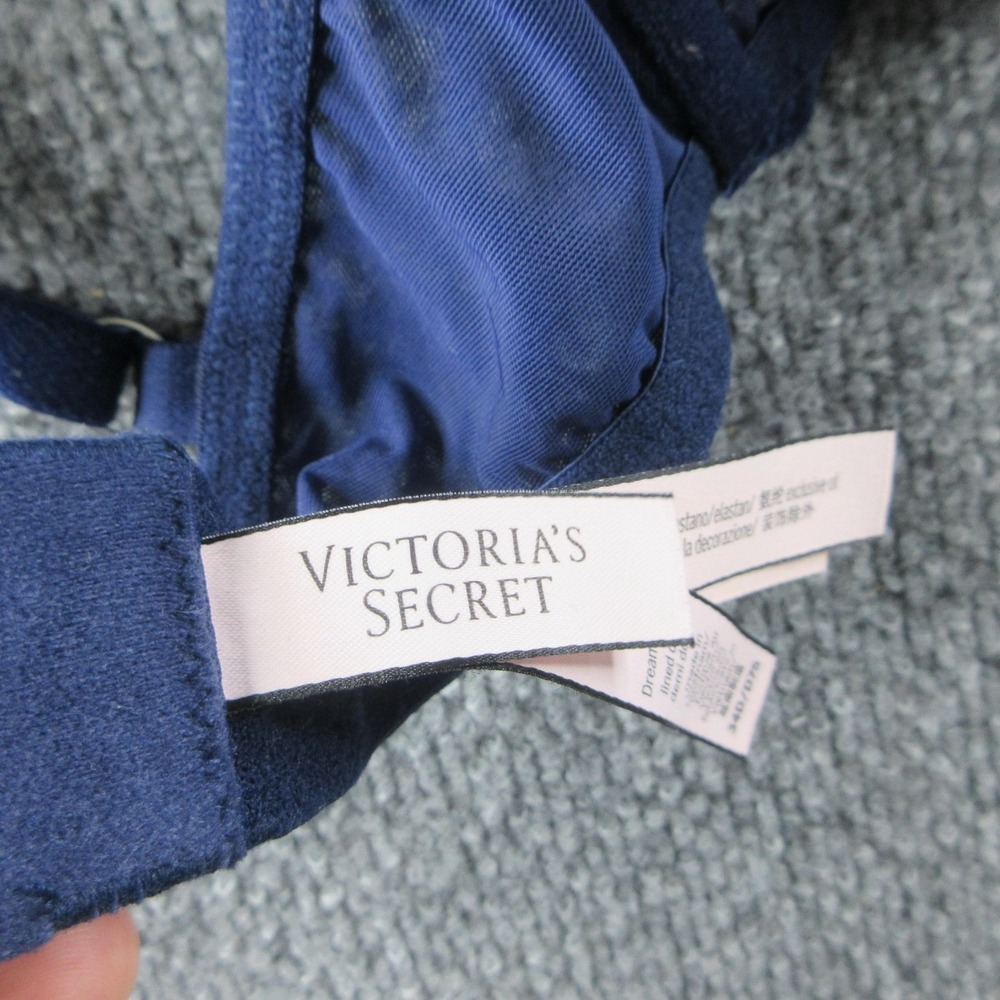 Victoria's Secret Dream Angels Bra Womens 34D Blue Lace Lined Demi Underwire - Picture 3 of 5
